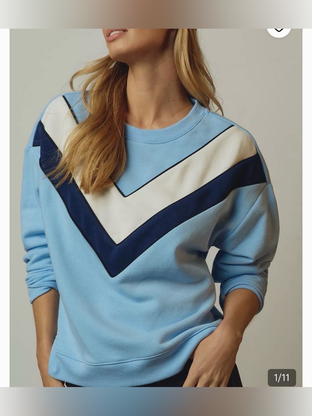 Maeve V-Striped Crew Neck Sweatshirt from Anthropologie
